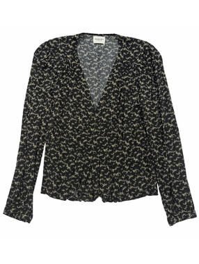 Isabel Marant Etoile Eddy V-Neck Blouse Printed Black Size FR 36 | US 4 | S